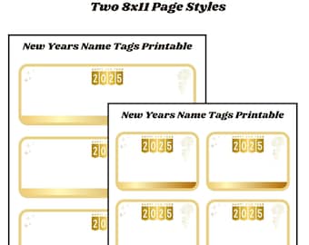 New Years Name Tag [Instant Download] 8x11  PDF Nametag Placemat Setting Gift Tag White Printable I Girls & Boys Unisex Adult Kids Family