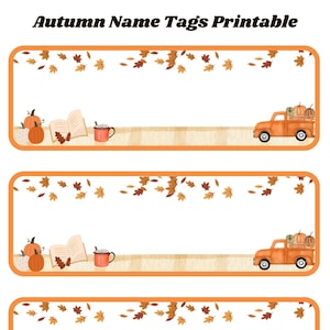 Autumn Fall Children's Name Tag [instant Download] 8x11 Nametag ...