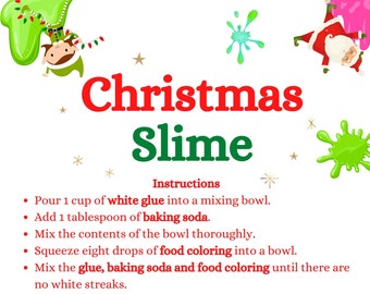 Christmas Slime Activity - [Instant Download] - 2 Designs - Instruction Sheet - DIY Slime - Children's - Family - Game - Prize