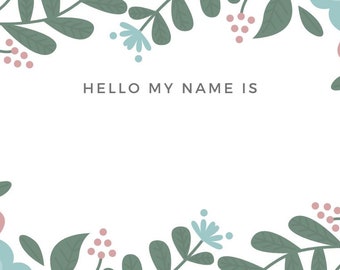 Nametag Children's Birthday Bridal Shower Wedding Bachelorette Party Name Tag Modern Classy Simple Clean Customizeable
