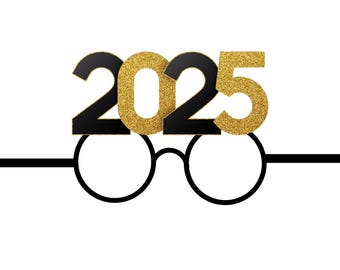 New Years 2025 Glasses [Instant Download] 8x11  PDF Headband Mask White Printable I Girls & Boys Unisex Adult Kids Family