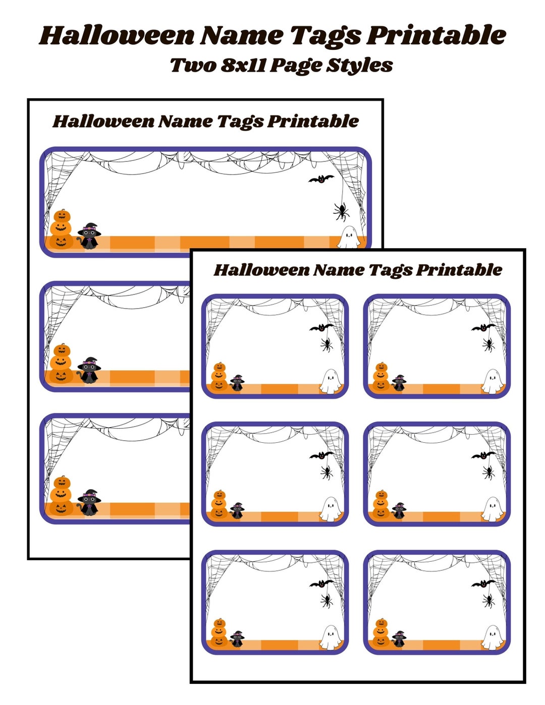 Halloween Children's Name Tag [instant Download] 8x11 Nametag Placemat ...