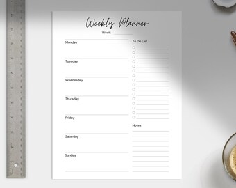 Printable Weekly Planner | Minimalist Weekly Organizer | Undated PDF Planner | Productivity & Time Management | Instant Download