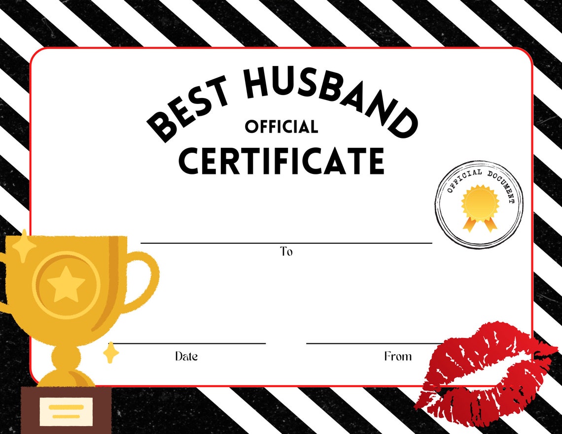 Best Husband Award [PDF Instant Download] Congratulations Certificate ...