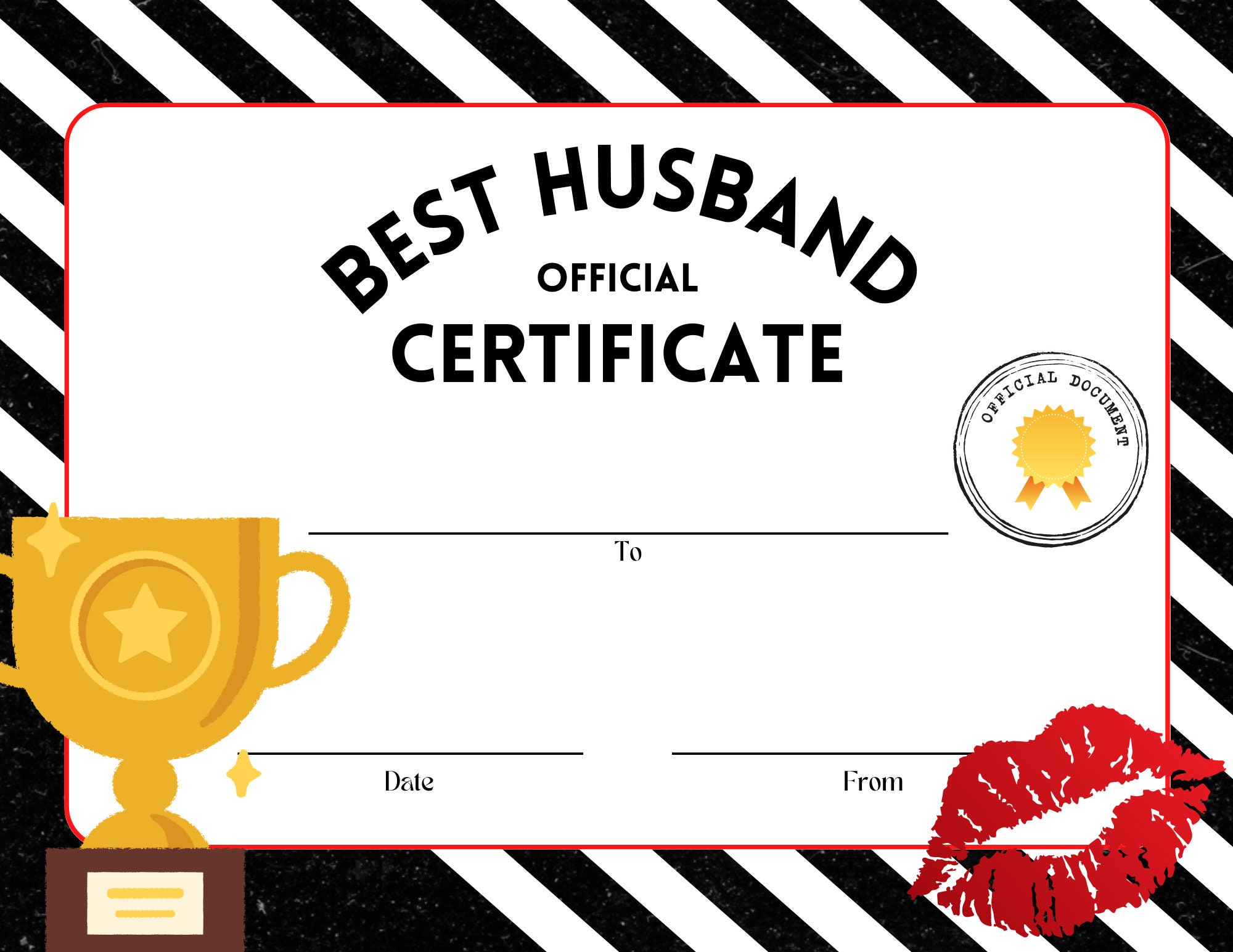 Best Husband Award [PDF Instant Download] Congratulations Certificate ...