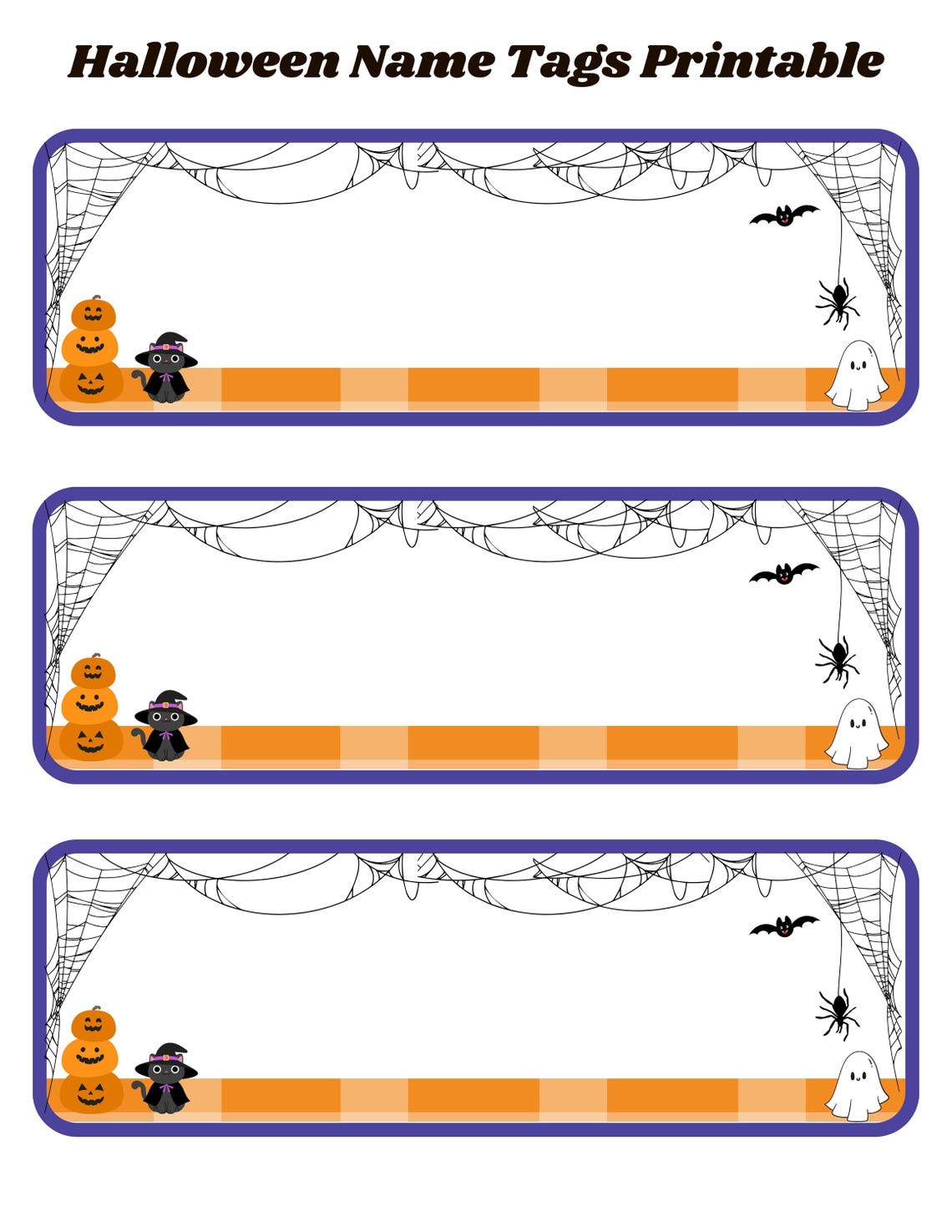 Halloween Children's Name Tag [instant Download] 8x11 Nametag Placemat ...