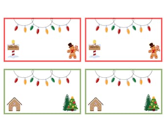 Christmas Name Tag [Instant Download] Children's Nametag Holiday Placemat Setting Gift Tag White Background Printable Gingerbread North Pole