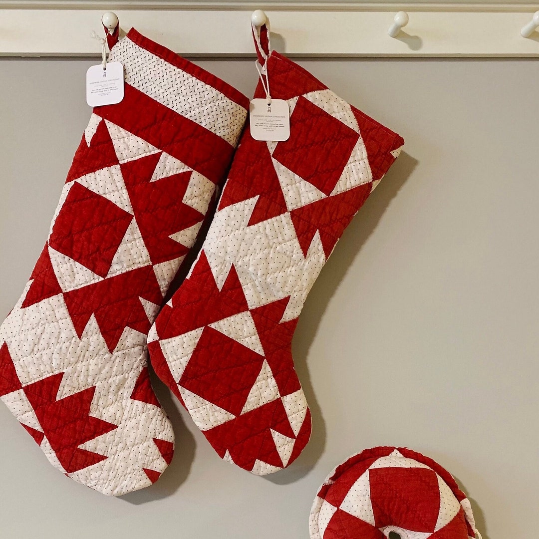 Vintage Quilt Christmas Stockings Etsy