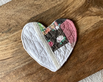 Heart Coaster - vintage quilt