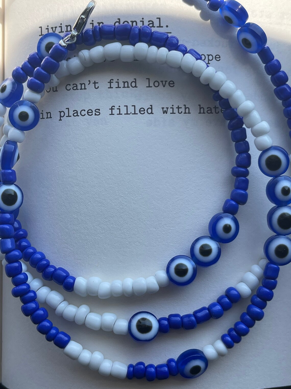 Evil Eye Beaded Waist Bead Blue and White Beaded Waist Beads Etsy