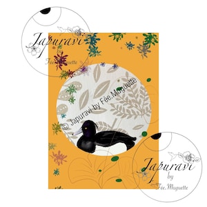 Illustration Canard Morillon imprimée sur papier Fine Art - format carte postale - Japuravi by Fée.Muguette