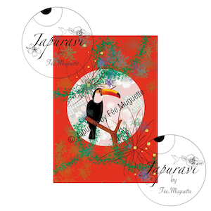 Illustration Toucan imprimée sur papier Fine Art - format carte postale - Japuravi by Fée.Muguette