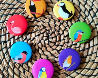 Bird Illustration Badge - 38 mm format - Japuravi by Fée.Muguette