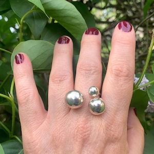 Sterling Silver Modernist Multi Ball Ring 925 Mexico Adjustable