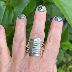 Sterling Silver Modernist Chunky Wrap Ring 925 Mexico Size 7