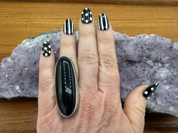 Fabulous Huge Onyx + Silver Native Made Statement… - image 1