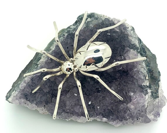 Giant Sterling Silver Spider Insect Statement Broo