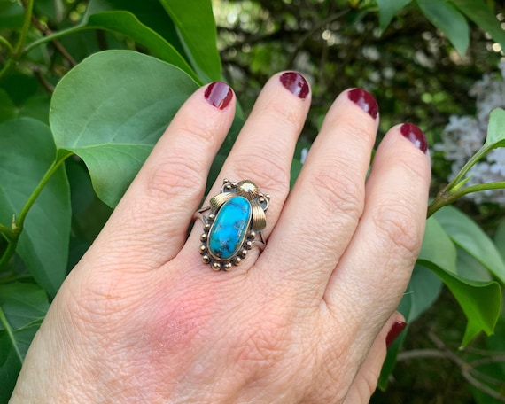 Eddy Billy Navajo Sterling Silver And 14k Gold Ring Native American Eddy Billy Navajo Sterling Silver And 14k Gold Ring Native American