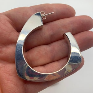 Chunky Modern Geometric Sterling Silver Hoop Earrings!