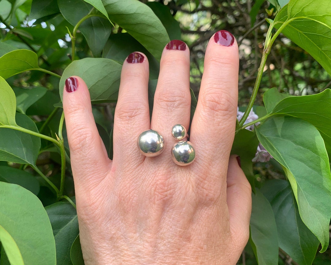 Sterling Silver Modernist Multi Ball Ring 925 Mexico Adjustable Size 7 ...