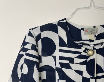80s statement geometric print vintage blouse |  fits like L