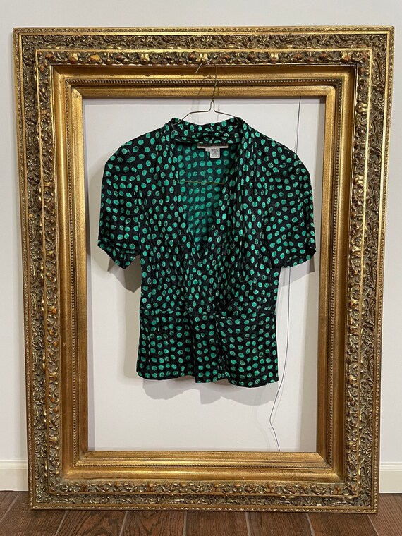 80s green polka dot blouse - Gem