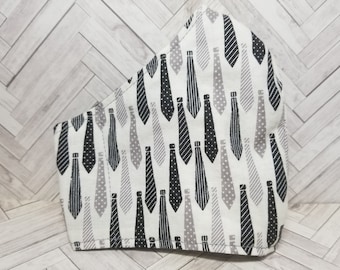 Face Mask Washable with Nose Wire, Filter Pocket, Cotton, Nose Wire Pocket and Adjustable Ear Elastic - Ties Business Wear