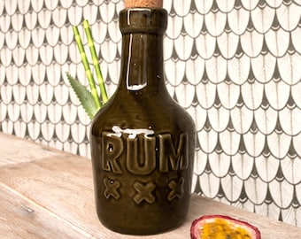 Ceramic Rum Bottle Tiki Mug – Handmade Cocktail Mug with Cork Topper