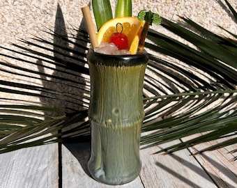 Handmade Green Bamboo Tiki Mug - Island Vibe