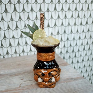 Shrunken Head Tiki Mug, Hand Painted