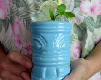 Marqui Marq Tiki-Tasse - Blau | Polynesische Keramik Cocktailbecher