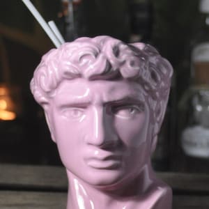 Pink David Cocktail Mug – Michelangelo-Inspired Ceramic Drinkware – Unique Barware – Fun Art Lover Gift