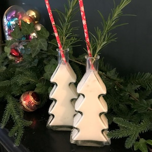 Kerstboomcocktailglazenset – feestelijk kerstglas met papieren rietjes, cadeauset