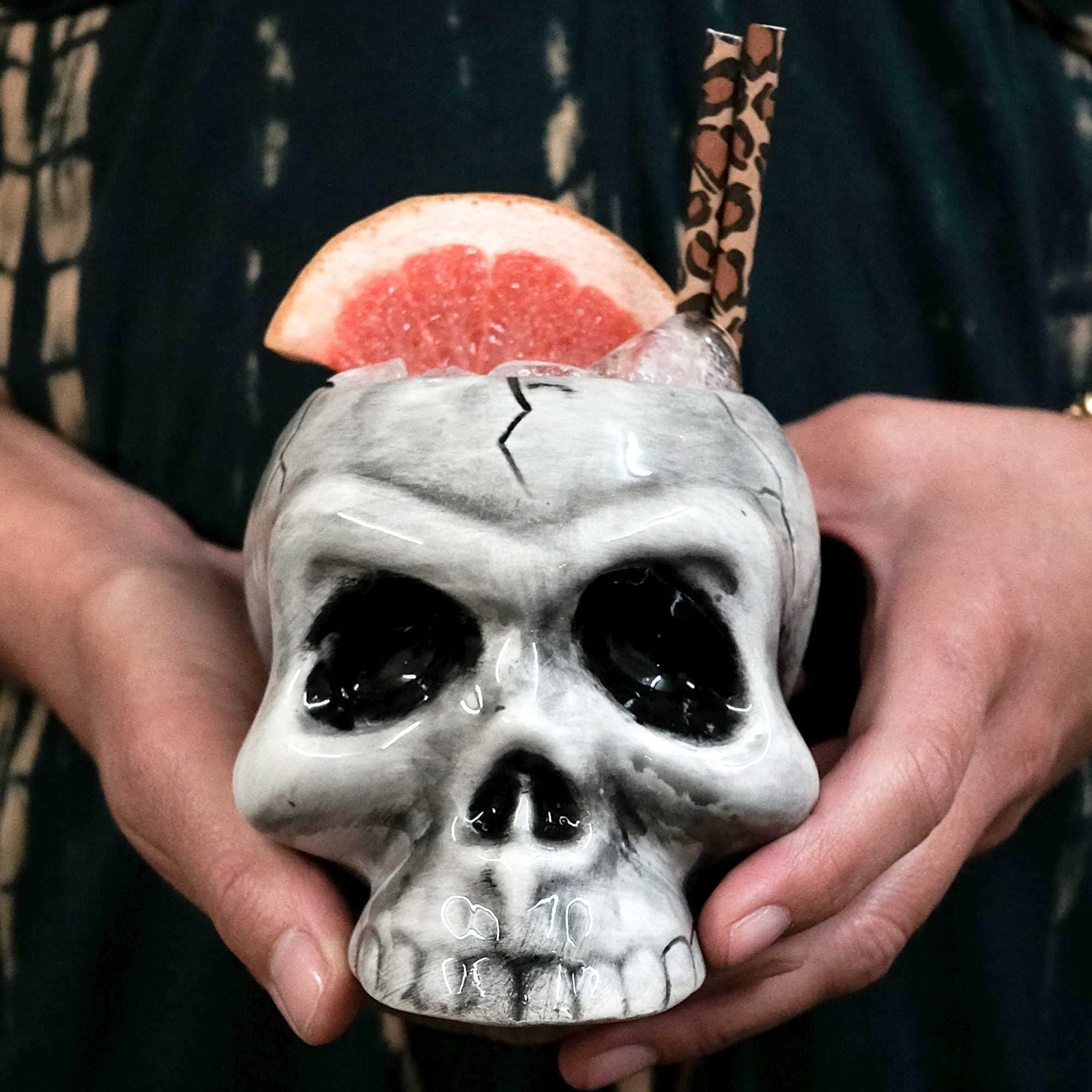 Handmade Skull Tiki Mug: Black and White Cocktail Barware - Etsy