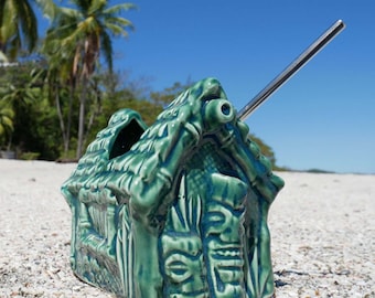 Little Grass Shack Tiki Mug: Handmade Ceramic Cocktail Mug