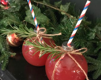 Juego de vasos de cóctel con forma de adorno navideño y pajitas de papel – Artículos festivos para bebidas