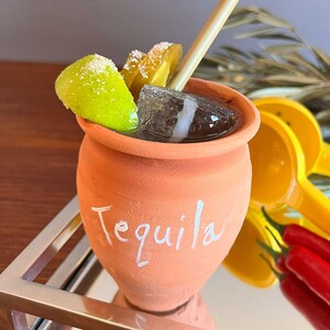 Ongeglazuurde cantarito-cocktailkop – Traditionele Mexicaanse mok van klei – Rustiek handgemaakt bargerei – Authentiek drinkgerei voor tequila en cocktails