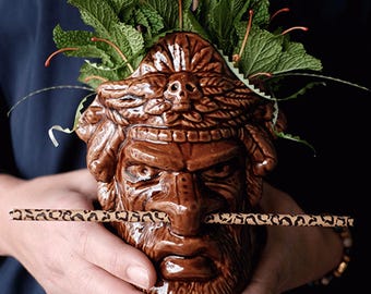 Witch Doctor Tiki Mug – Handmade Ceramic Cocktail Mug (20oz / 570ml)