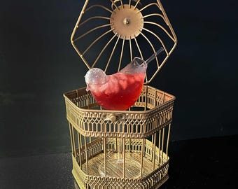 Caged Bird Cocktail Glass - Decorative Statement Drinkware