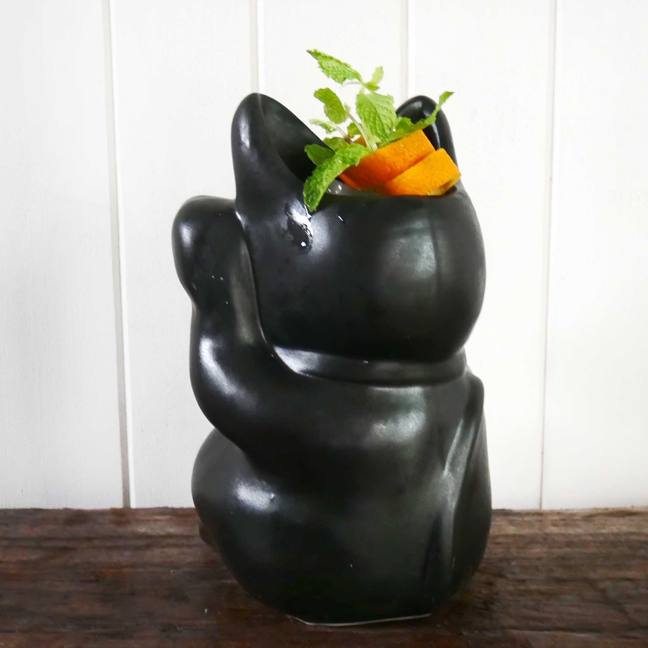 Lucky Chinese Cat Cocktail Sharer, Black - Etsy