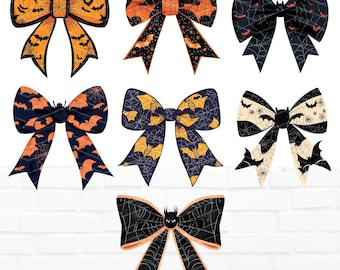 Halloween Bow Bundle, Sublimation Designs, Retro Halloween PNG, Coquette Bow, Digital Download, Coquette Bow Halloween, Bat Spider Scary Bow