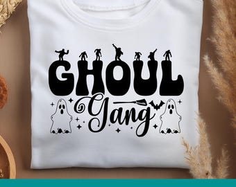 Ghoul Gang Svg, Cytat Halloween SVG, Let's Go Ghoul Png, Koszulka Halloween Svg, Squad Ghouls, Modny Halloween, Plik Cięcia Cricut Sylwetka