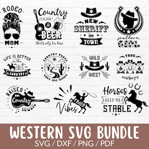 Western Svg Bundle, Western Quotes svg, Southern Howdy Cowboy Cowgirl Country Png Trendy Shirt, Cut File designs for Cricut & Silhouette