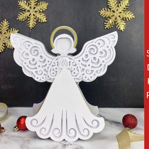 Weihnachtslaterne svg Vorlage, 3D Engel Papierschnitt, Teelichtlaterne, Engel Weihnachtsdekoration, Weihnachtssvg-Dateien Cricut & Silhouette