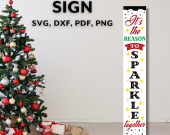 Christmas Sign Svg, Christmas Porch Leaner Svg, Vertical Christmas Sign Svg, Welcome Front Porch Png, Cut Files for Cricut Silhouette