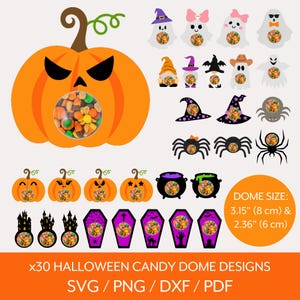 Halloween Candy Dome SVG Bundle, Halloween Süßigkeiten Halter SVG, Candy Ornaments SVG, Schokoladenhalter SVG, Party Favor, Süßes oder Saures Geschenke