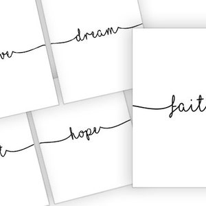 Conjunto de 5 imprimibles de arte de pared con letras a mano, descarga instantánea 11"x8.5", palabras motivacionales