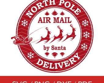 North Pole Mail Svg, North Pole Svg, Express Mail Svg, Christmas Stamp Svg, Santa Sack Svg, Christmas Tag Svg, North Pole Santa Mail Png
