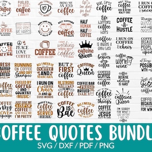 Coffee Quotes Svg Bundle, Coffee Lover Clipart, Coffee Shirt Png, Coffee Sayings Vector, Drink Cut File designs for Cricut & Silhouette
