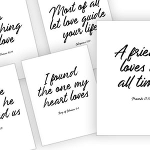 Ensemble de 5 imprimables Bible verset Wall Art imprimables, téléchargement immédiat 11 "x 8,5", cartes de l'Écriture, Noël chrétien